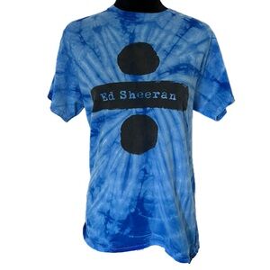 ED SHEERAN Colortone Divide World Tour Graphic T-shirt Blue Tie Dye Official M